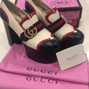 Gucci Brenda pearly platform GG leather shoes